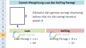 Cara Menghitung Luas dan Keliling Persegi Dengan Menggunakan Rumus Excel 